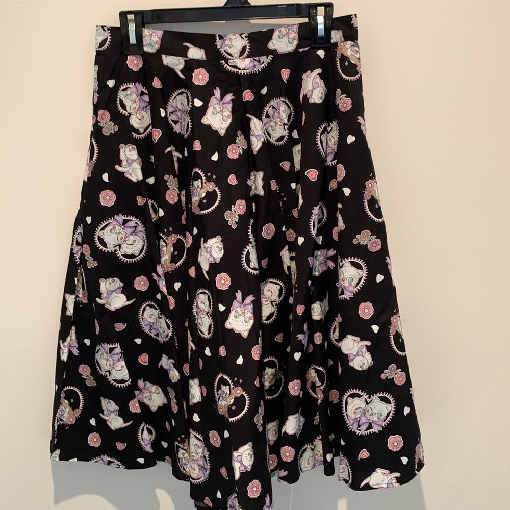 Hell Bunny cat print pin up midi skirt size medium